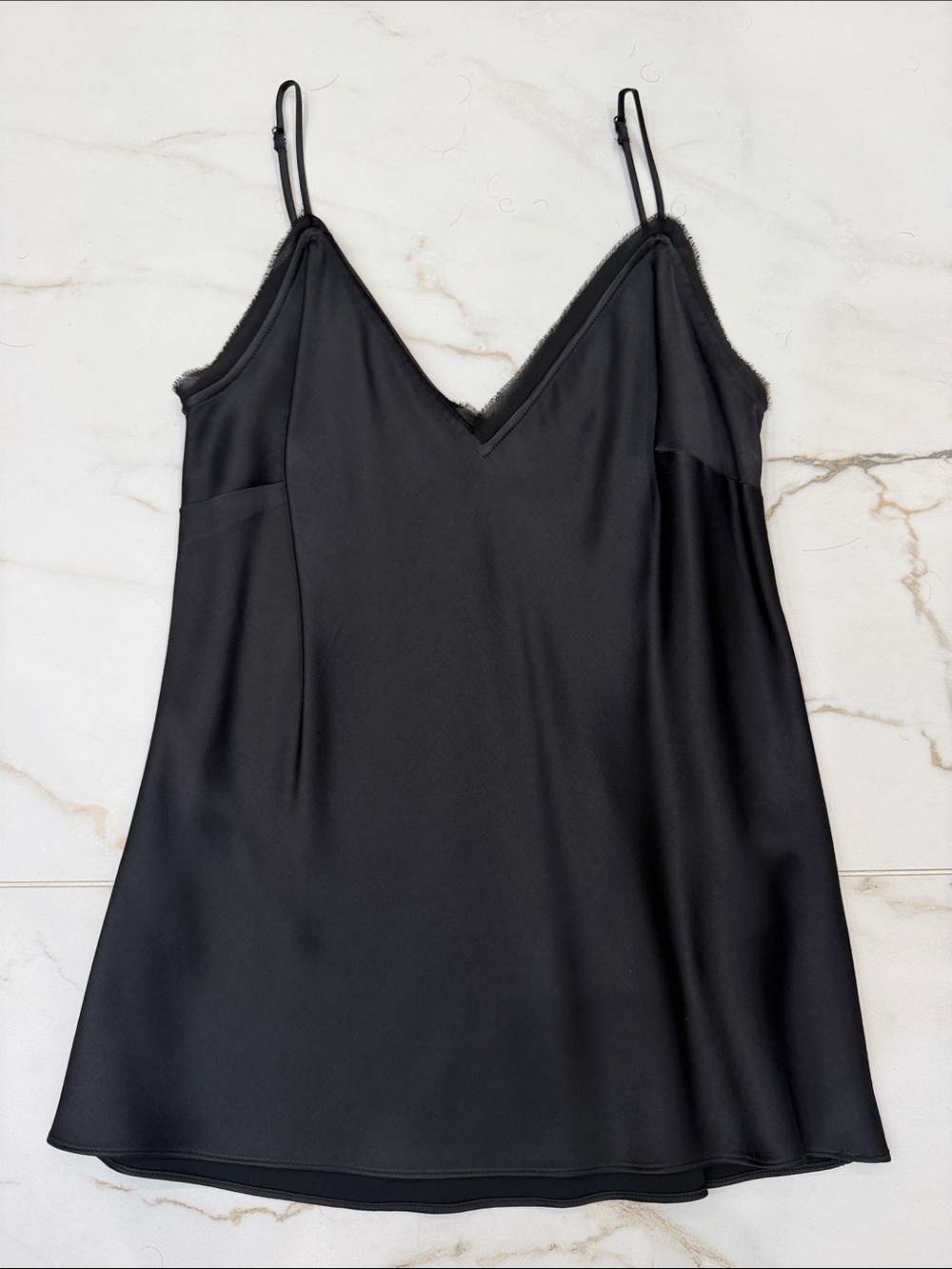 Frame Black Silk-Blend Lace-Trim Camisole
